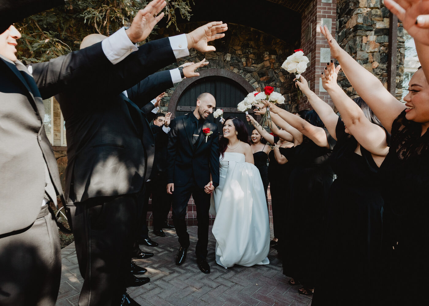 A joyful recessional as guests celebrate the newlyweds